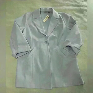 New With Tags Chico’s 3 XL 16 Knit Plush One Button Jacket Blazer Indigo Ice
